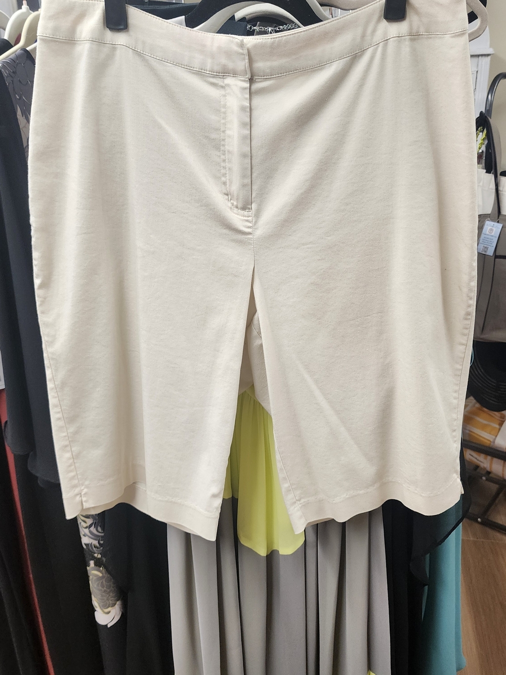 Chico's Cream High-Rise Midi Shorts